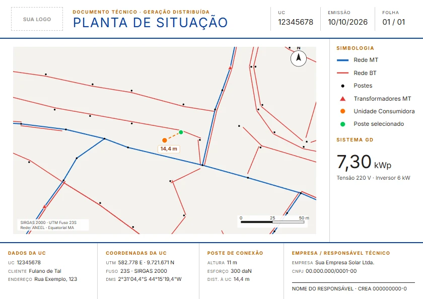 Exemplo de Planta de Situação gerada pelo ConectaGD